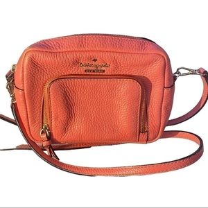 Kate Spade neon coral pink leather Cobble Hill Mini Rosie crossbody bag